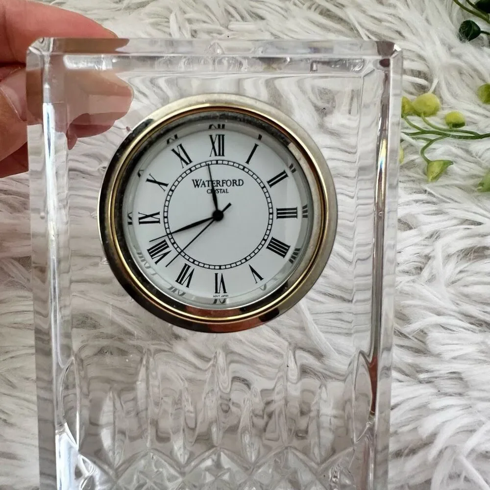 Waterford Crystal‎ Lismore Small Clock Cut Glass Bedside Desk Decor Untested